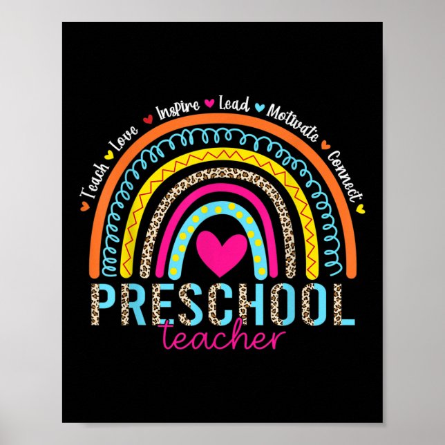 Regnbåge Lär Kärlek Inspirera Förskolelärare Bak  Poster (Framsidan)