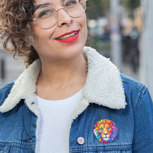 Regnbåge, Lejont huvud, färgstark Knapp (Colorful rainbow lion button pin is a fun accessory no matter the time of year. 
)