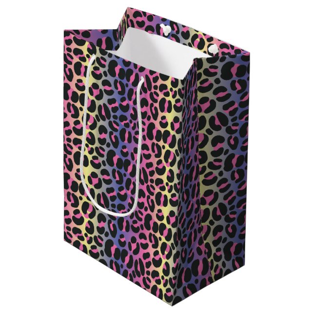 Regnbåge Leopard Djurtryck Mönster (Framsidan Vinklad)