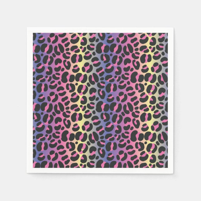 Regnbåge Leopard Djurtryck Mönster Pappersservett (Framsidan)