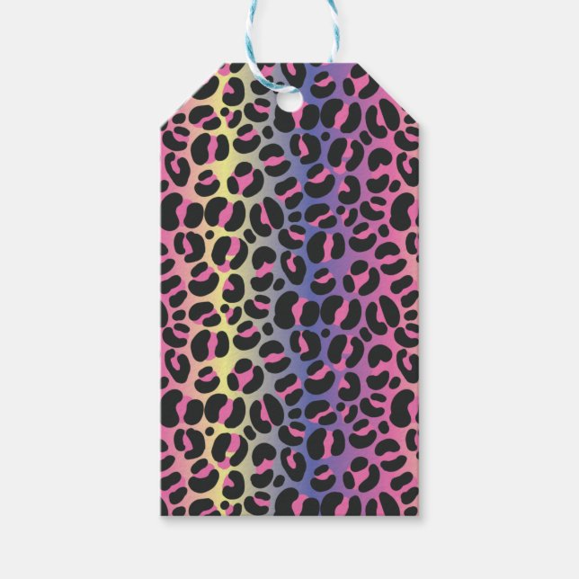 Regnbåge Leopard Djurtryck Mönster Presentetikett (Framsidan)