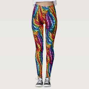 Regnbåge Leopardtryck Leggings   Djärva Färgglada