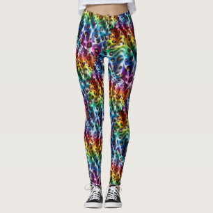 Regnbåge Leopardtryckta Leggings Djärva Färgglad