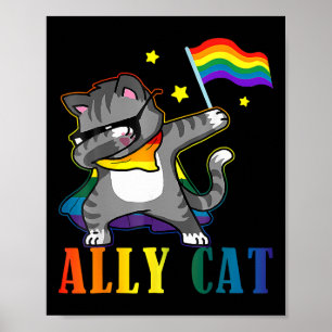 Regnbåge Lgbt Lesbisk Stolthet Rolig Katt Dabbar Poster