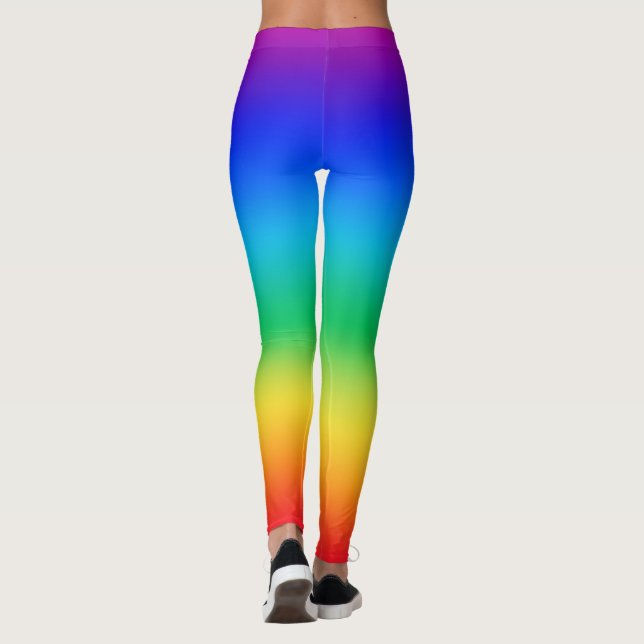 Regnbåge lila överst, röd grund leggings (Baksida)