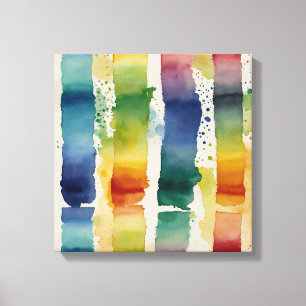 Regnbåge linjer Watercolor wall art Canvastryck