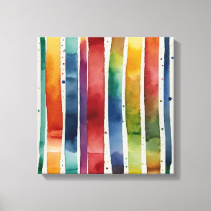 Regnbåge linjer Watercolor wall art Canvastryck