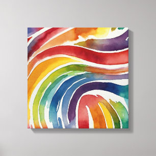 Regnbåge linjer Watercolor wall art Canvastryck