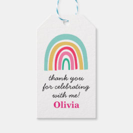 Regnbåge ljusa färger födelsedag Tack Presentetikett