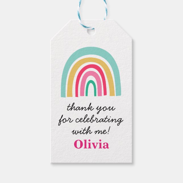 Regnbåge ljusa färger födelsedag Tack Presentetikett (Framsidan)