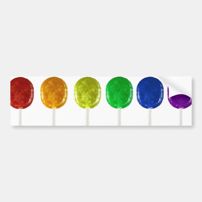 Regnbåge Lollipops Bumper Sticker Bildekal (Framsidan)