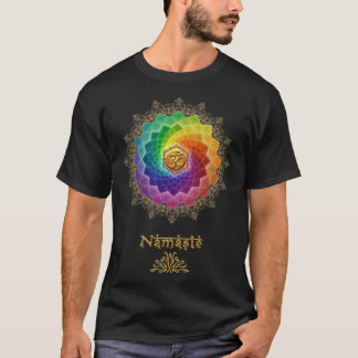 Regnbåge Lotus Om Namaste flicka T Shirt