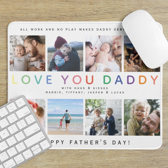 Regnbåge 'LOVE YOU DADDY' Fotokollage Minne Musmatta (Skapare uppladdad)