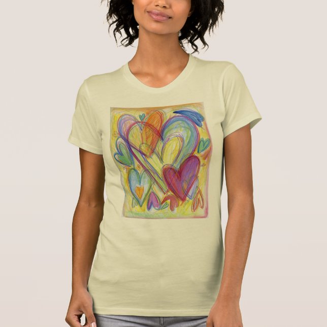 Regnbåge Loving Hearts Art Anpassningsbar T-Shirt (Framsida)