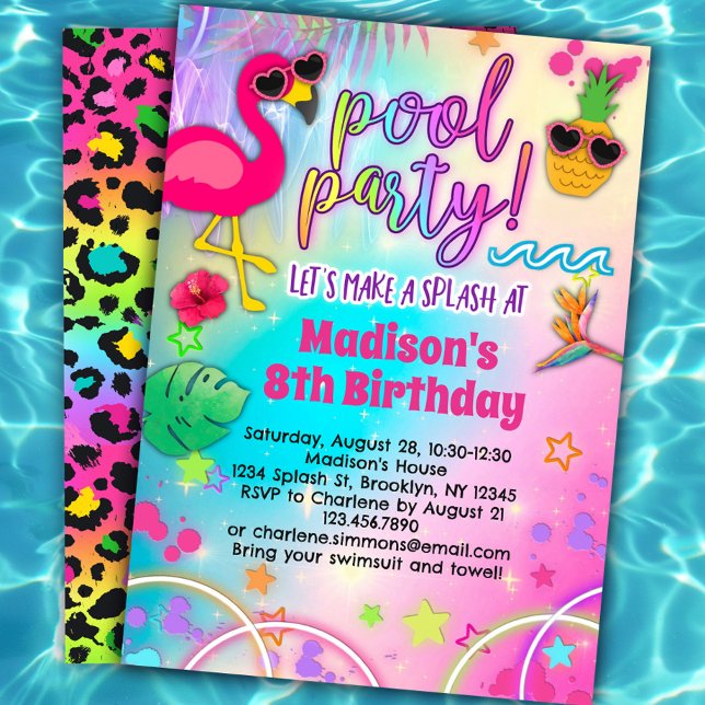 Regnbåge Luau Bassäng Party födelsedag Inbjudningar (Skapare uppladdad)