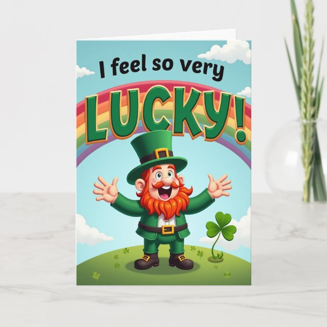 Regnbåge Lucky Leprechaun Scenkort Kort (Framsida)