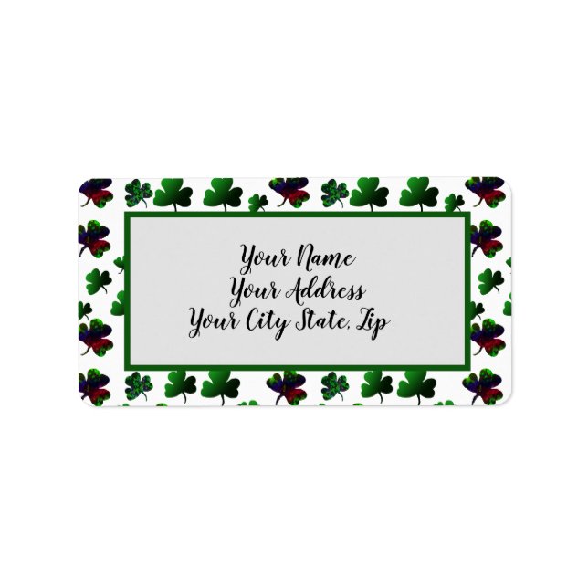 Regnbåge Lucky Shamrockr Design Adressetikett (Framsidan)