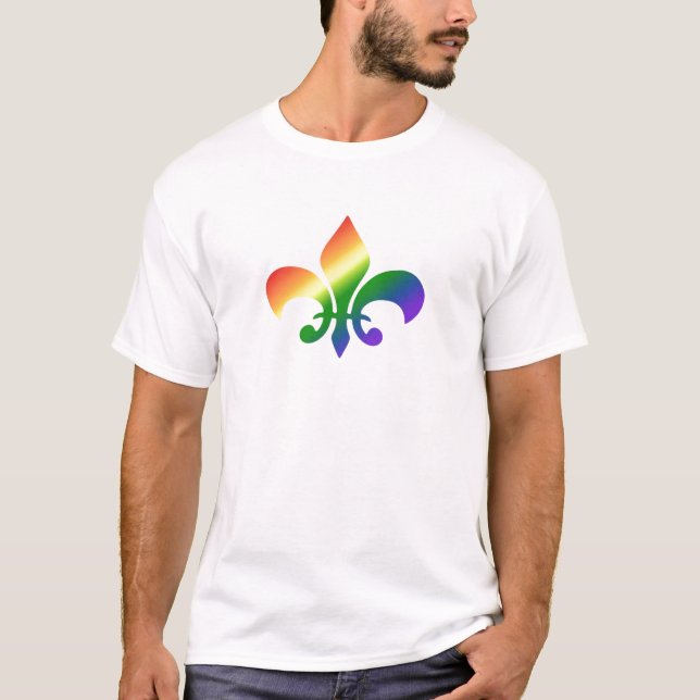 Regnbåge Lutning Fleur de Lis T-shirt (Framsida)