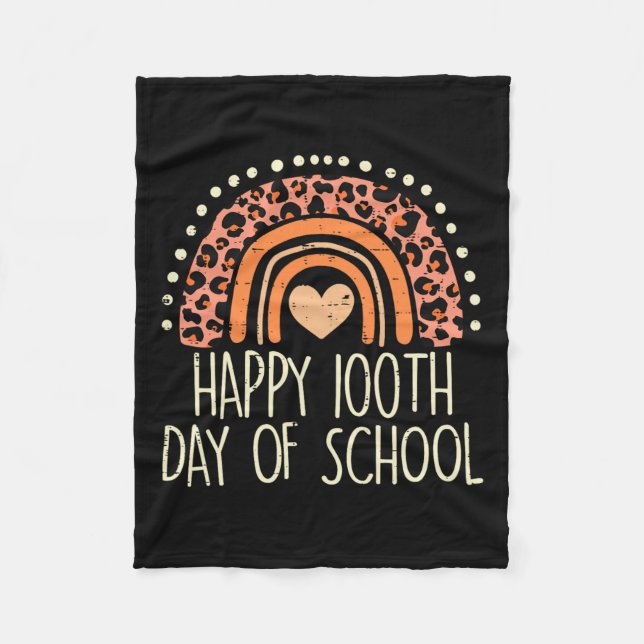 Regnbåge Lycklig 100 dagars skolcute 100 dagars pe Fleecefilt (Framsidan)