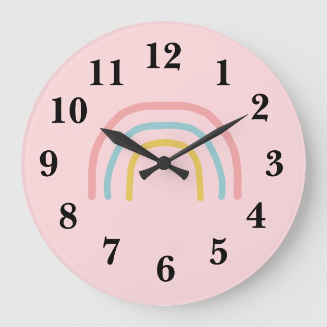 Regnbåge målning Pastel Large Clock Stor Klocka (Framsida)