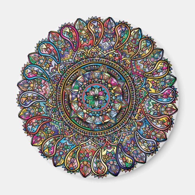 Regnbåge Mandala Indisk Magnet (Framsidan)