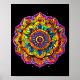 Regnbåge Mandala Meditationsmönster Poster