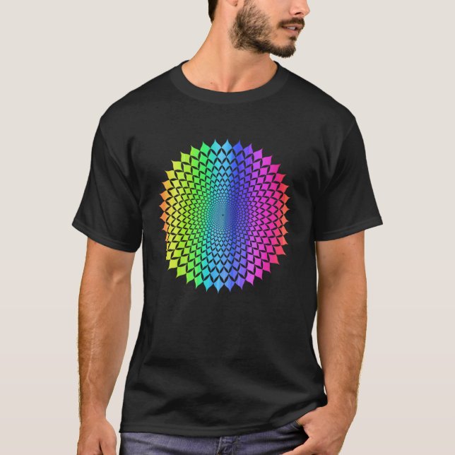 Regnbåge Mandala Rosett Mönster Geometri Yoga Vibe T Shirt (Framsida)