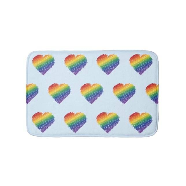 Regnbåge, manligt hjärtbad badrumsmatta (Framsidan)