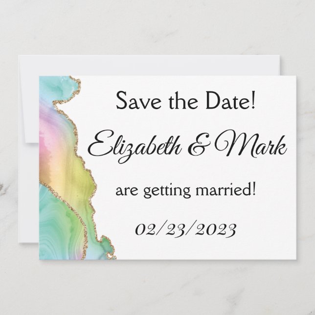 Regnbåge Marble-vykort Spara Datumet (Framsida)