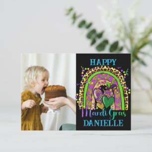 Regnbåge Mardi Gras-kort Tack Kort