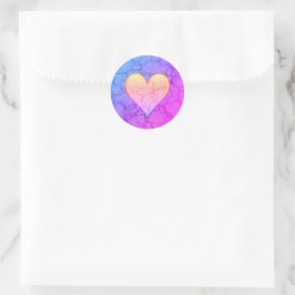 Regnbåge MarLED Heart Runt Klistermärke