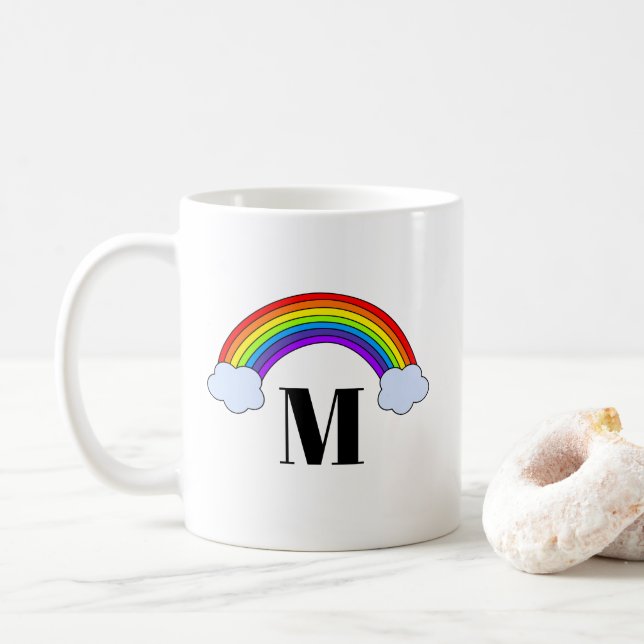 Regnbåge med den initiala monogramen kaffemugg (Med munk)