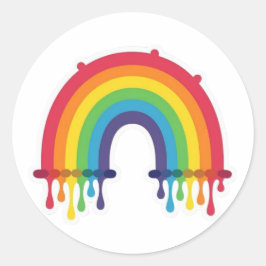 Regnbåge med färgdropp lgbtq+ runt klistermärke