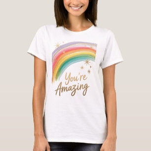 Regnbåge med guldglitter och texten "Du är fantast T Shirt