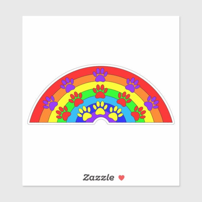 Regnbåge med Hund Tass avtryck Klistermärken (Ark)