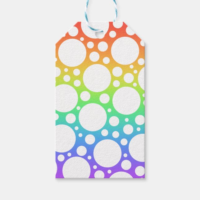 Regnbåge med Polka dots Gift-Märkre Presentetikett (Framsidan)