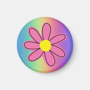 Regnbåge med rosa blomma magnet