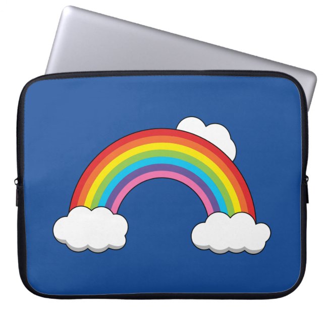 Regnbåge med vita moln laptop fodral (Framsidan)