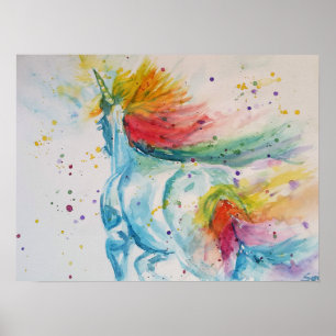 Regnbåge Min häst är en enhörning Söt Poster
