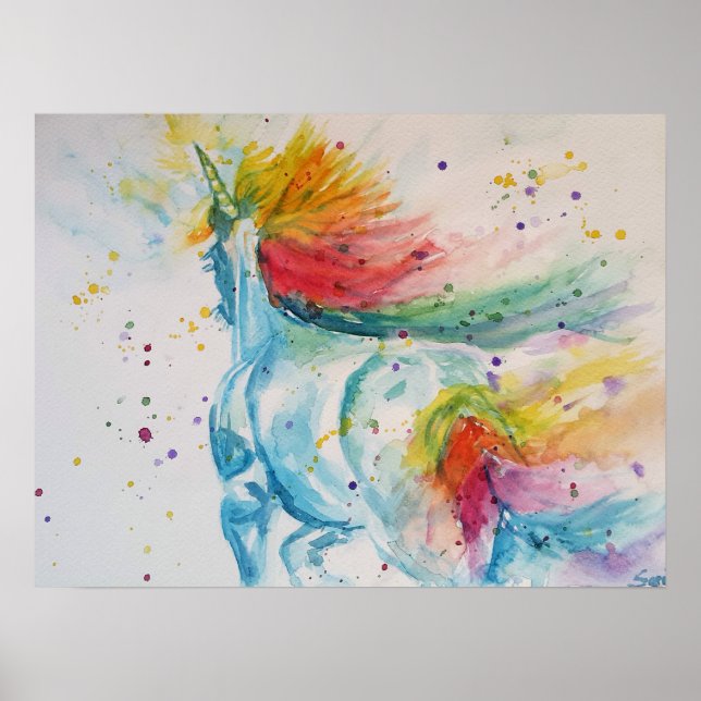 Regnbåge Min häst är en enhörning Söt Poster (Framsidan)
