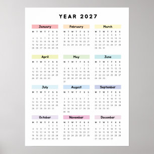 Regnbåge Minimalistisk 2027 Kalendrar Poster