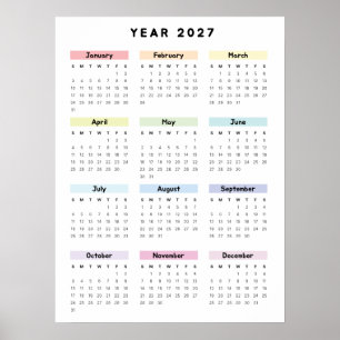 Regnbåge Minimalistisk 2027 Kalendrar Poster