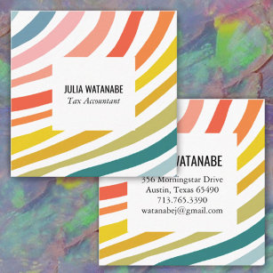 Regnbåge - minimalistiskt Rand handgjord Fyrkantigt Visitkort