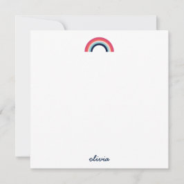 Regnbåge Modernt Personligt Skript Namn Blå Anteckningskort