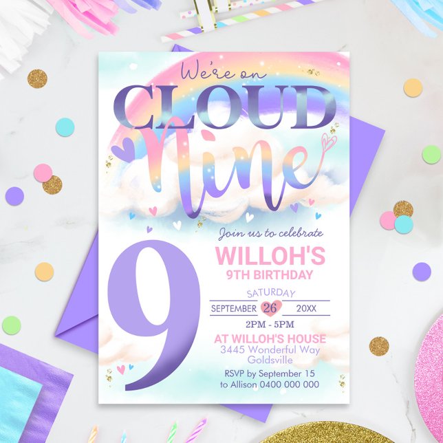 Regnbåge Moln 9 Inbjudan Vattenfärg (Skapare uppladdad)