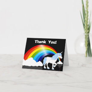 Regnbåge, moln och Unicorntackkort Tack Kort
