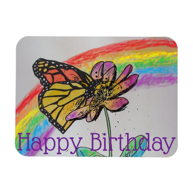 Regnbåge, Monarch Butterfly Painting Birthday Magn Magnet (Horisontell)