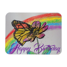 Regnbåge, Monarch Butterfly Painting Birthday Magn Magnet