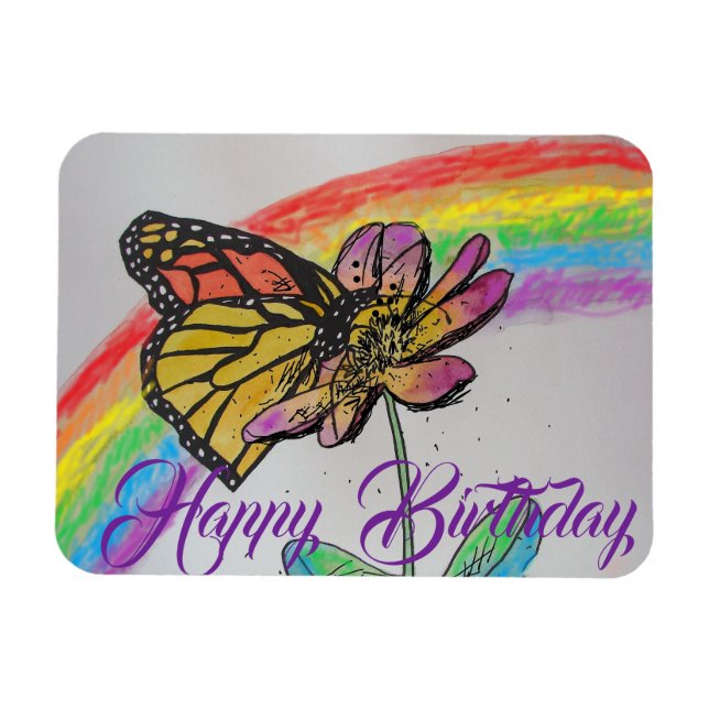 Regnbåge, Monarch Butterfly Painting Birthday Magn Magnet (Horisontell)