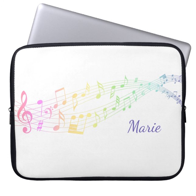 Regnbåge Music Note Slim Laptop sleeve (Framsidan)